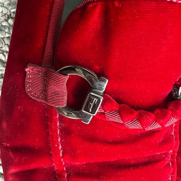 Salvatore Ferragamo Red Velvet Gancini Loafers